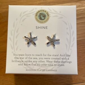 BNIB Rhodium Plated Earrings Silver Stud Starfish Earrings